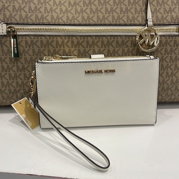 MICHAEL KORS LARGE DOUBLE ZIP WRISTLET WALLET PHONE CASE CLUTCH 
Optic White
NWT - Picture 2 of 16